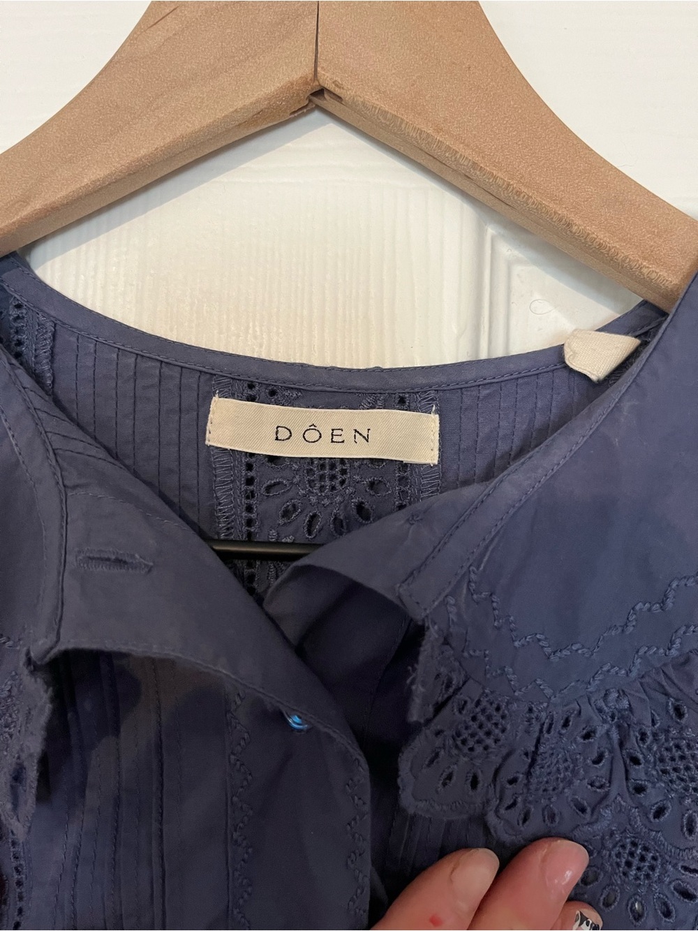 Doen Navy Eyelet-Collar Mini Dress - Picture 2 of 3